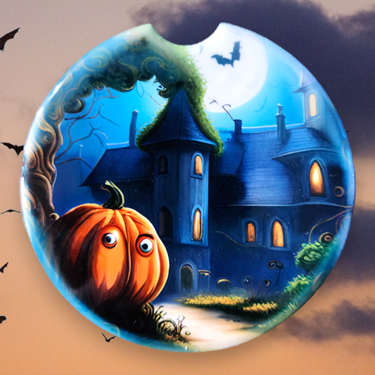 Halloween Castle and Pumpkin 19, Sandstone Car Coaster