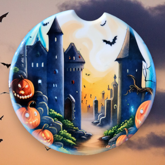 Halloween Castle and Pumpkin 5, Sandstone Car Coaster