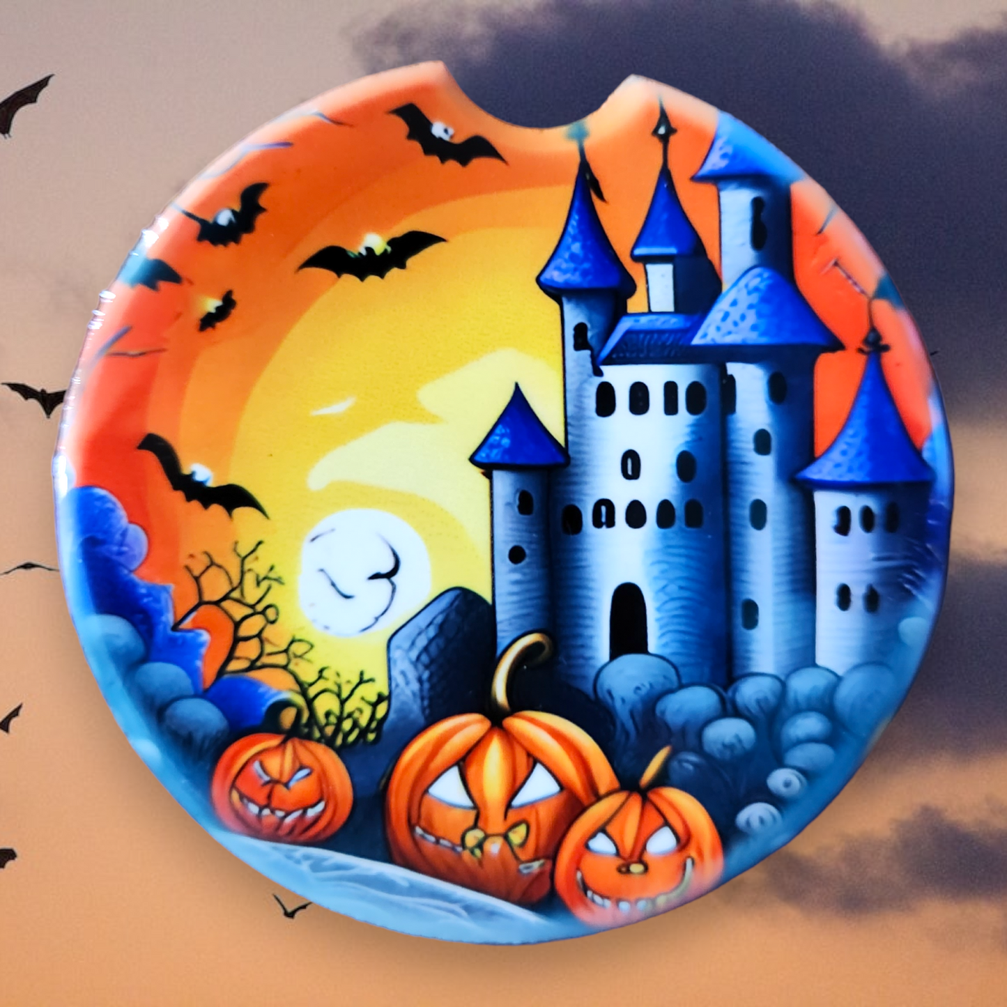 Halloween Castle and Pumpkin 7, Sandstone Car Coaster