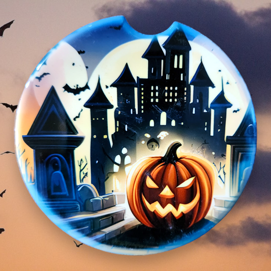 Halloween Castle and Pumpkin 8, Sandstone Car Coaster