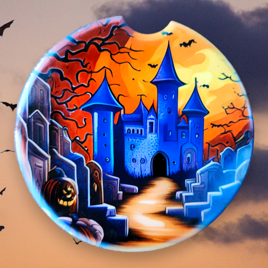 Halloween Castle and Pumpkin 9, Sandstone Car Coaster