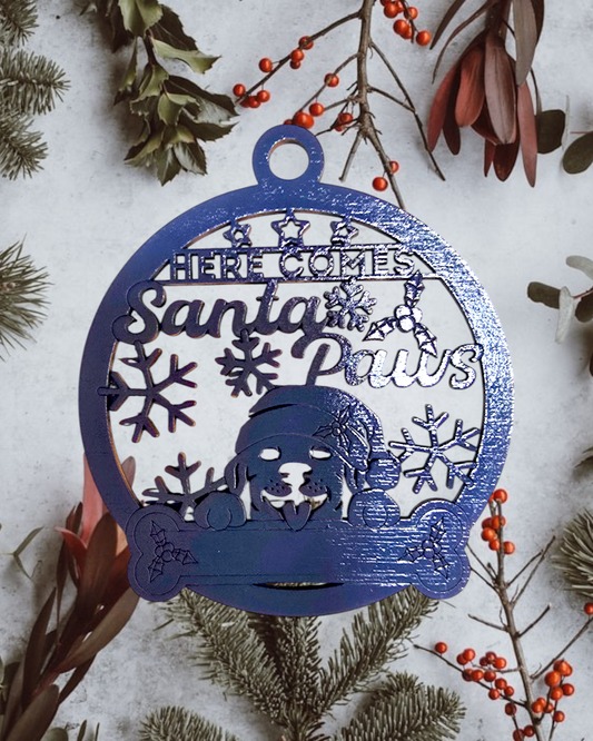 Pawsome Ornament - Here Comes Santa Paws
