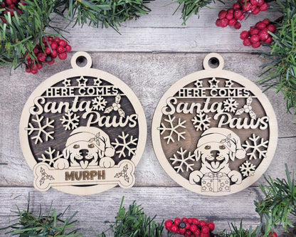 Pawsome Ornament - Here Comes Santa Paws