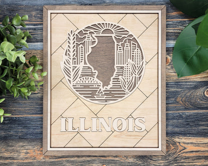 Illinois State Heritage Frame Pop Sign