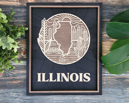 Illinois State Heritage Frame Pop Sign