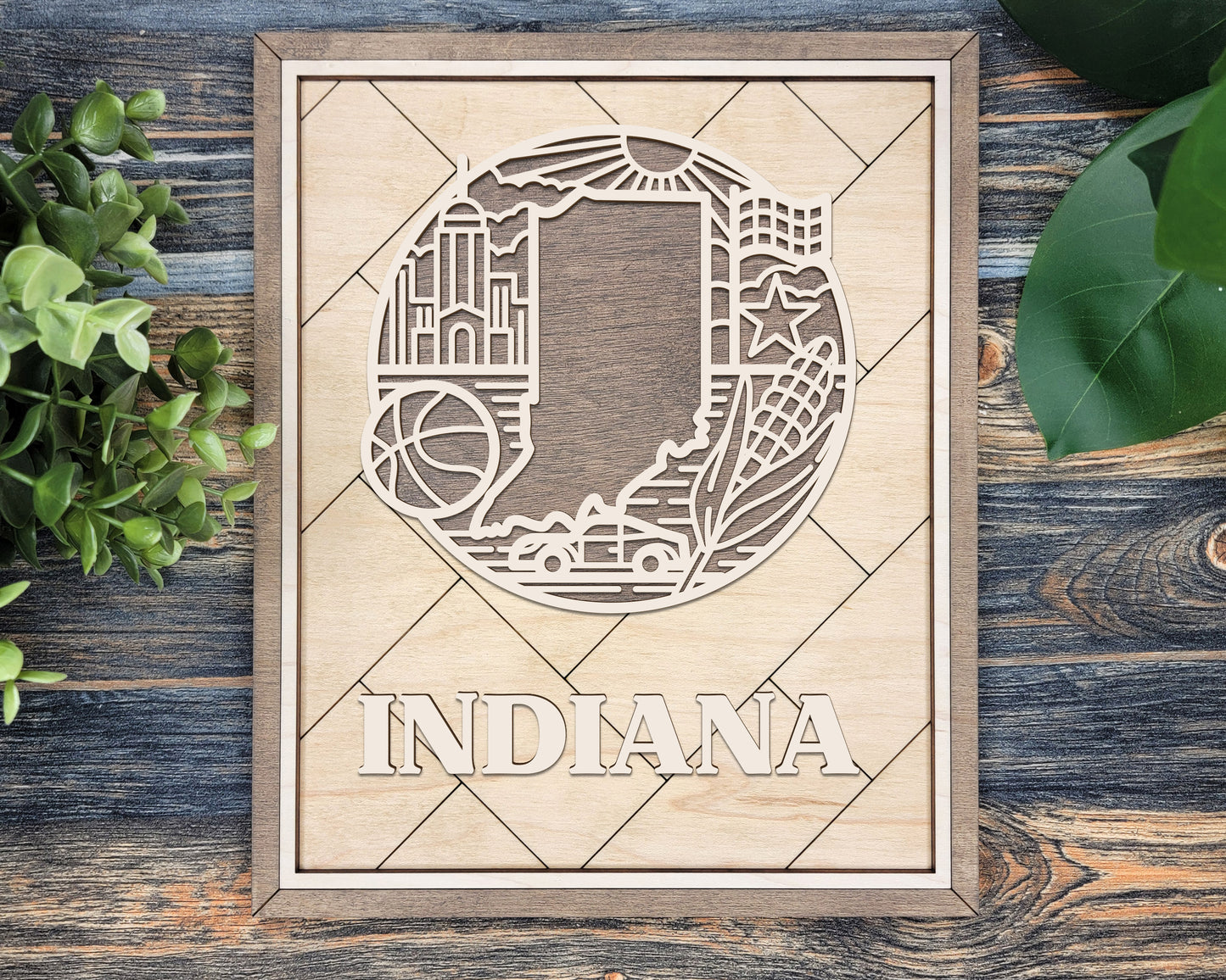 Indiana State Heritage Frame Pop Sign