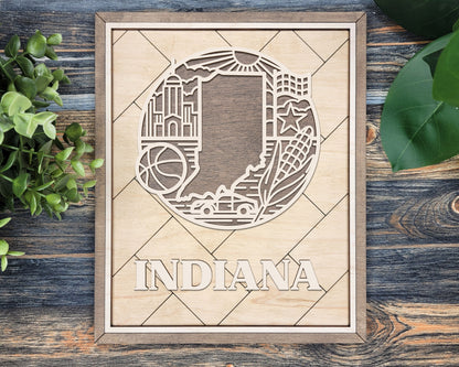 Indiana State Heritage Frame Pop Sign