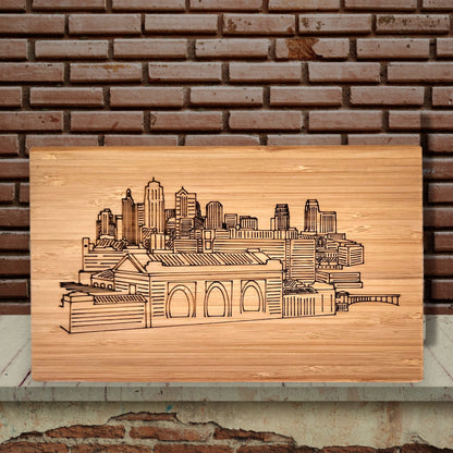 Kansas City Union Station Skyline Bamboo Small Serving Board