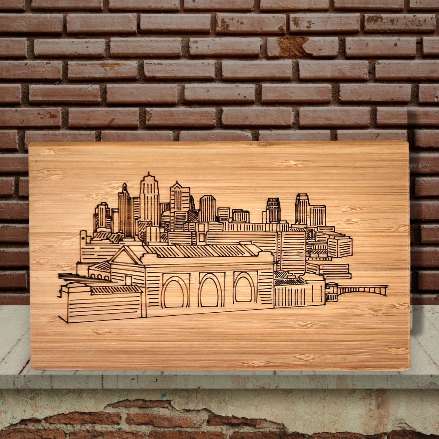 Kansas City Union Station Skyline Bamboo Small Serving Board