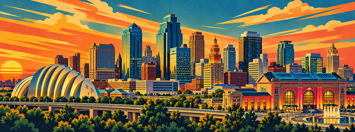 Kansas City Skyline Magnet - Art Deco Style