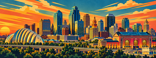 Kansas City Skyline Magnet - Art Deco Style