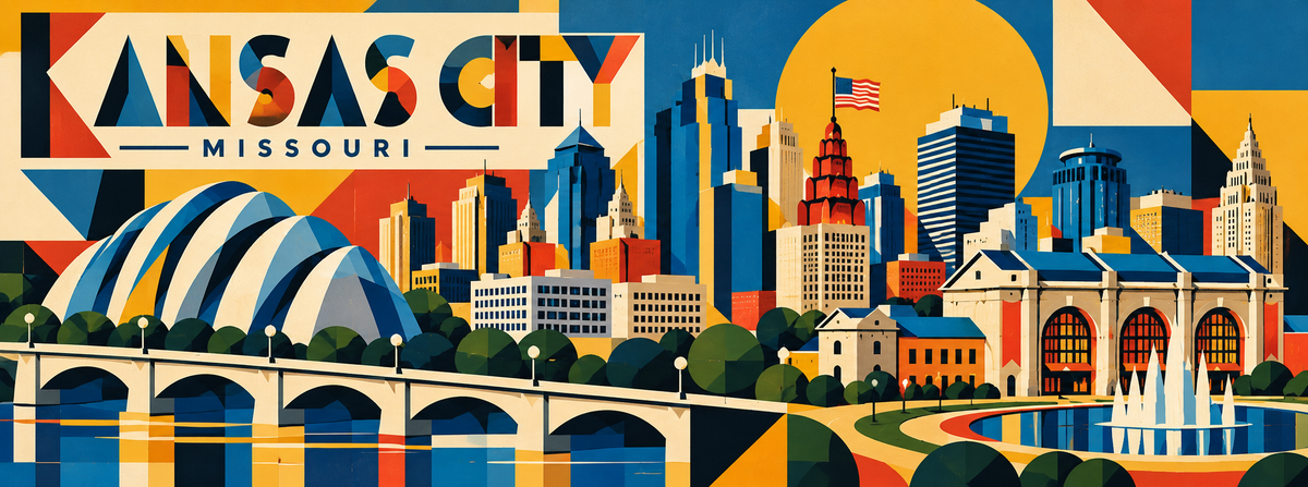 Kansas City Skyline Magnet - Bauhaus Style
