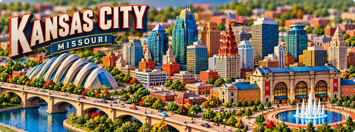Kansas City Skyline Magnet - Isometric Mini Style