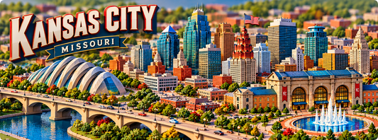 Kansas City Skyline Magnet - Isometric Mini Style