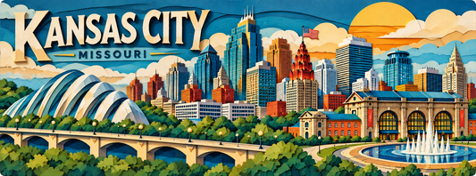 Kansas City Skyline Magnet - Layered Paper Art Style