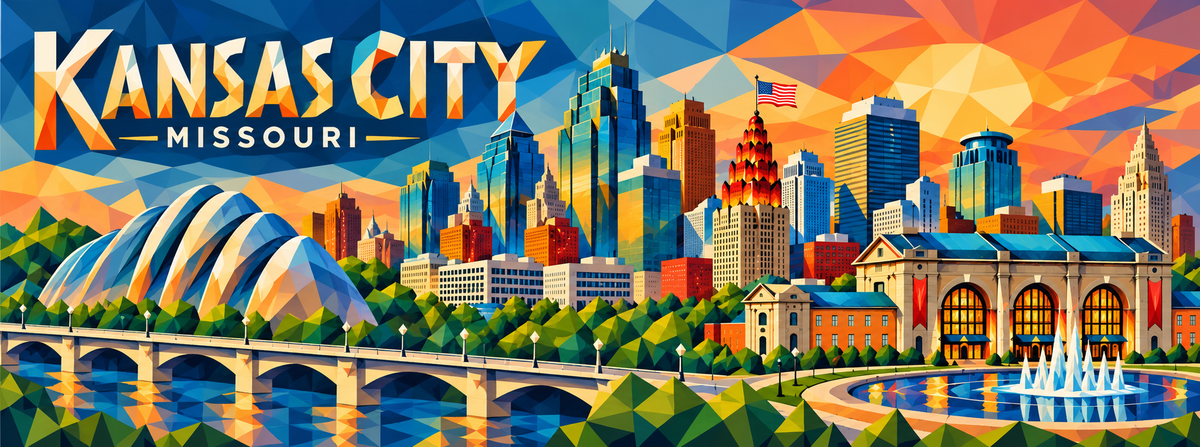 Kansas City Skyline Magnet - Low Poly Style