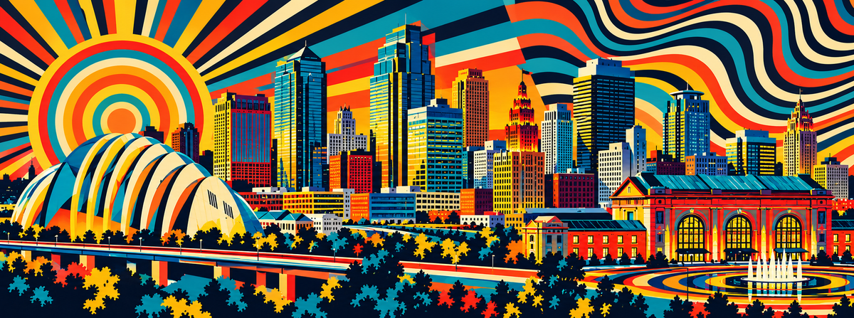 Kansas City Skyline Magnet - Op Art Style