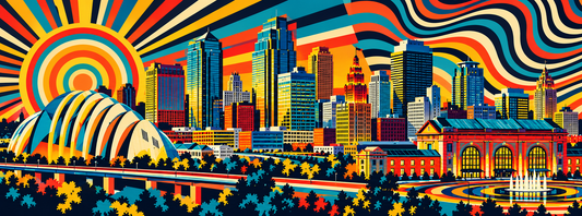 Kansas City Skyline Magnet - Op Art Style