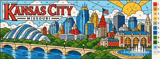 Kansas City Skyline Magnet - Paint by Number Style