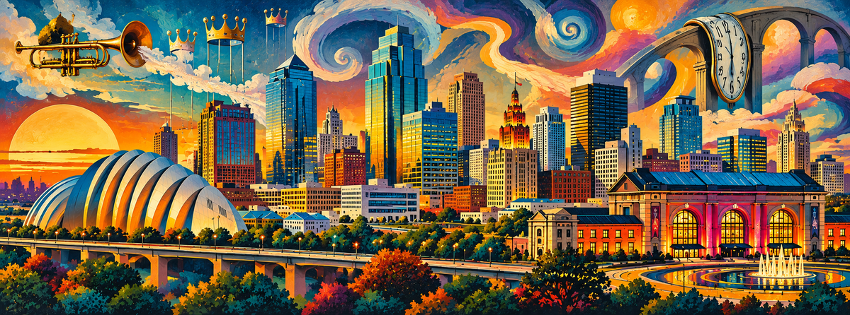 Kansas City Skyline Magnet - Surrealistic Style