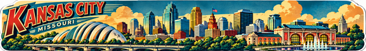 Kansas City Skyline Magnet - Vintage Railroad Style