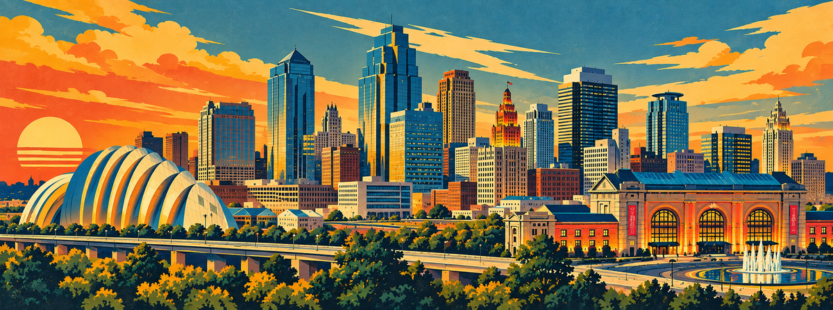 Kansas City Skyline Magnet - WPA Style