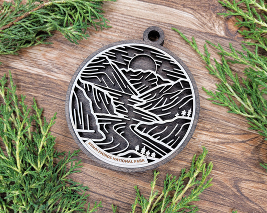 Kenai Fjords National Park Line Art Ornament