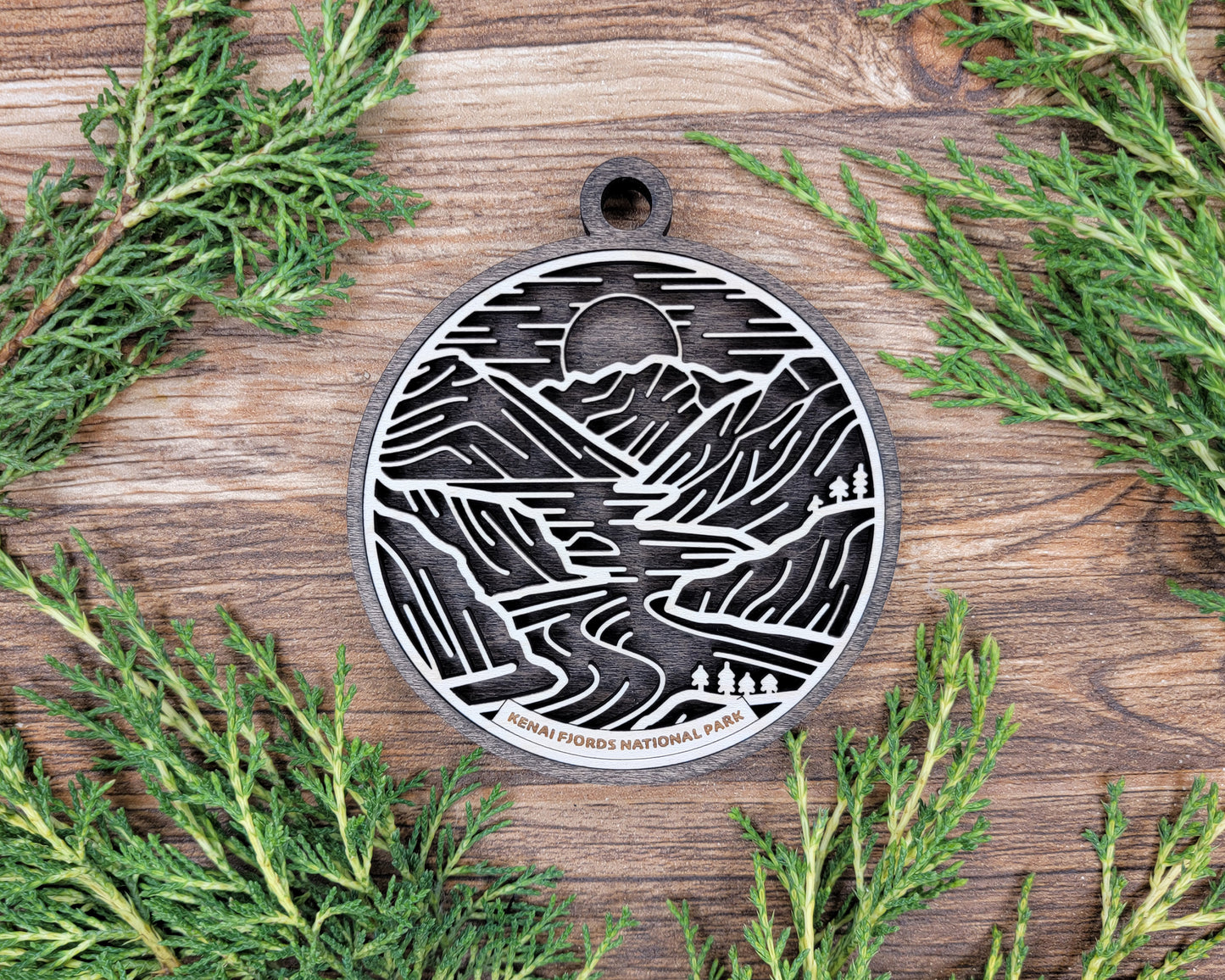 Kenai Fjords National Park Line Art Ornament