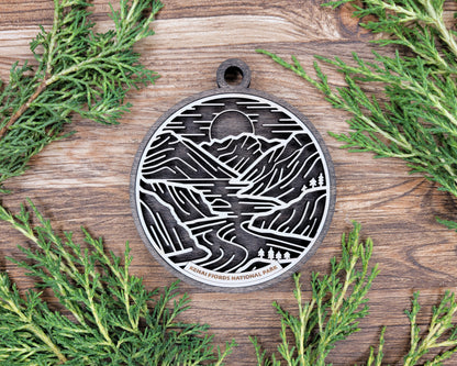 Kenai Fjords National Park Line Art Ornament