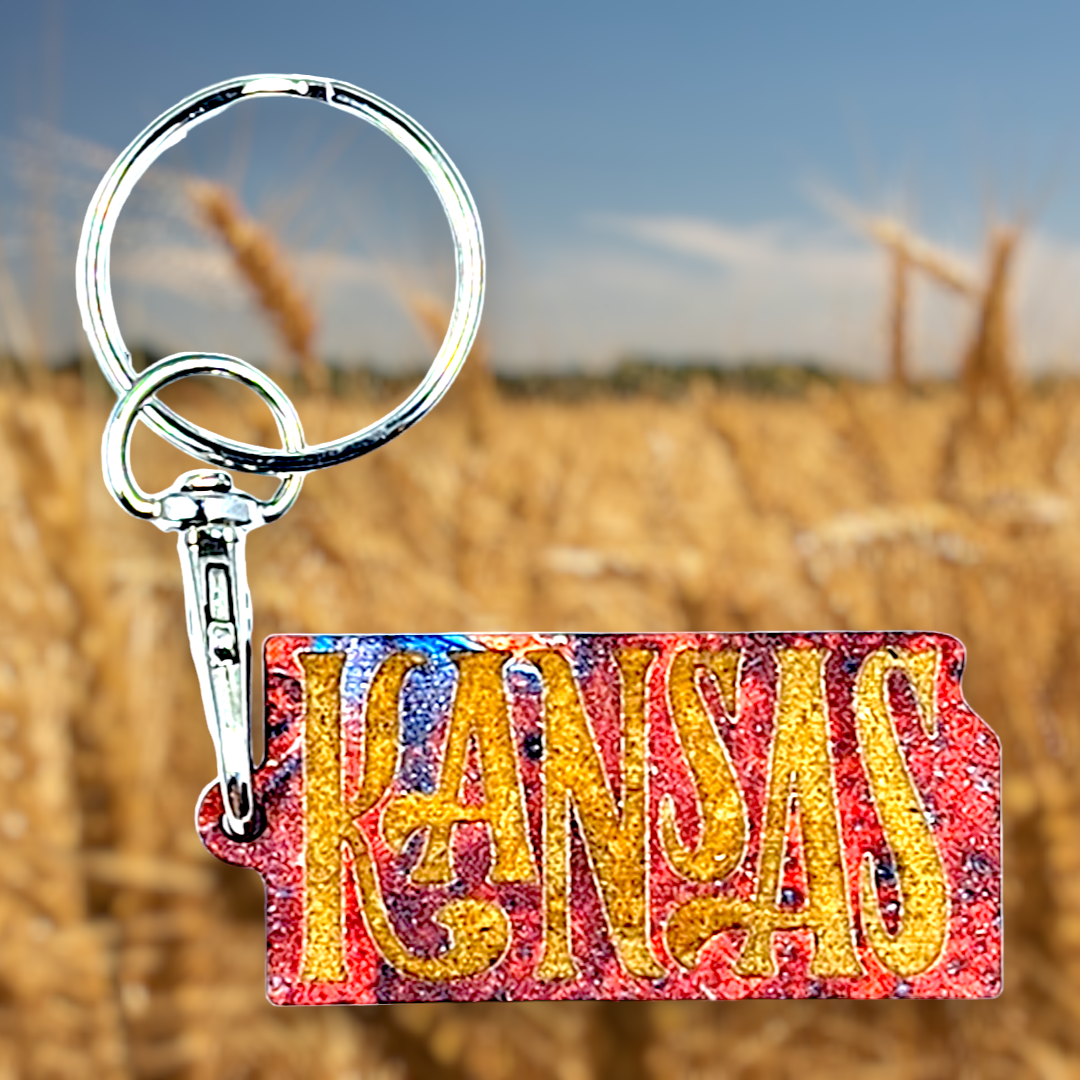 Kansas Keychain - Etched