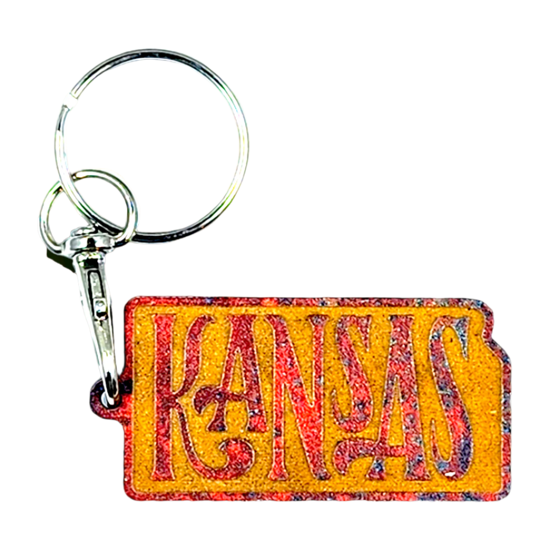 Kansas Keychain Raised