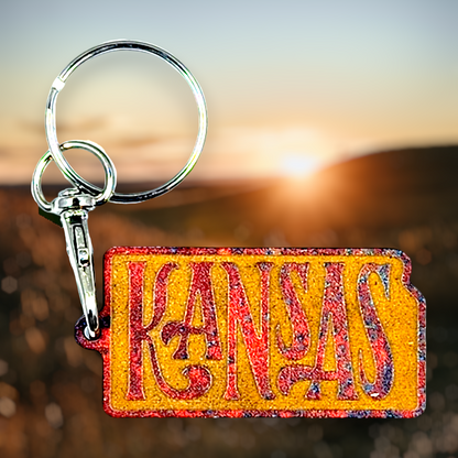 Kansas Keychain Raised