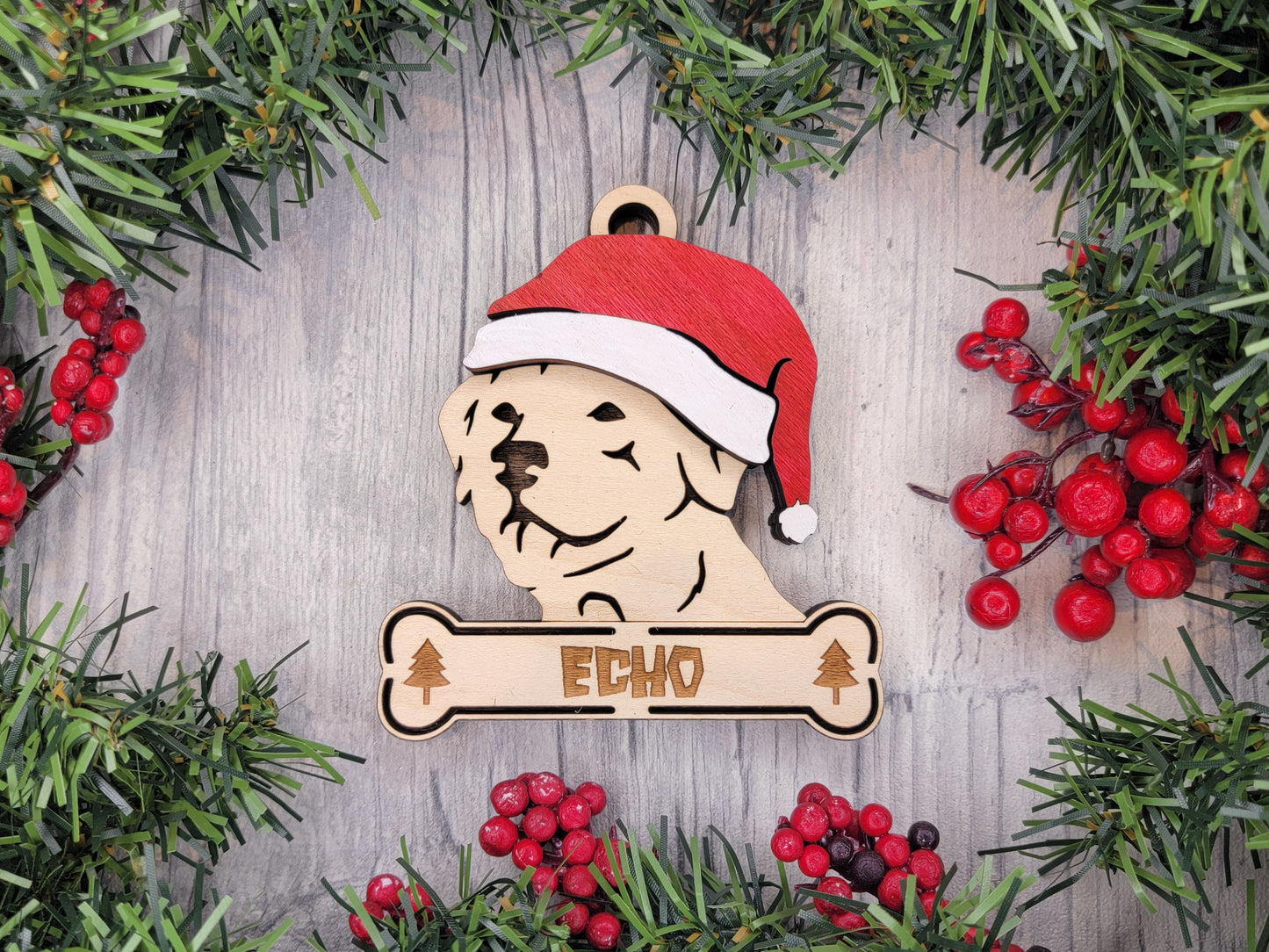 Labrador Retriever Santa Hat Dog Ornament