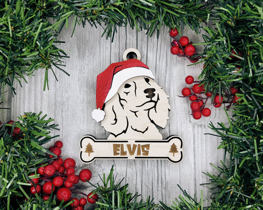 Long Haired Dachshund Santa Hat Dog Ornament