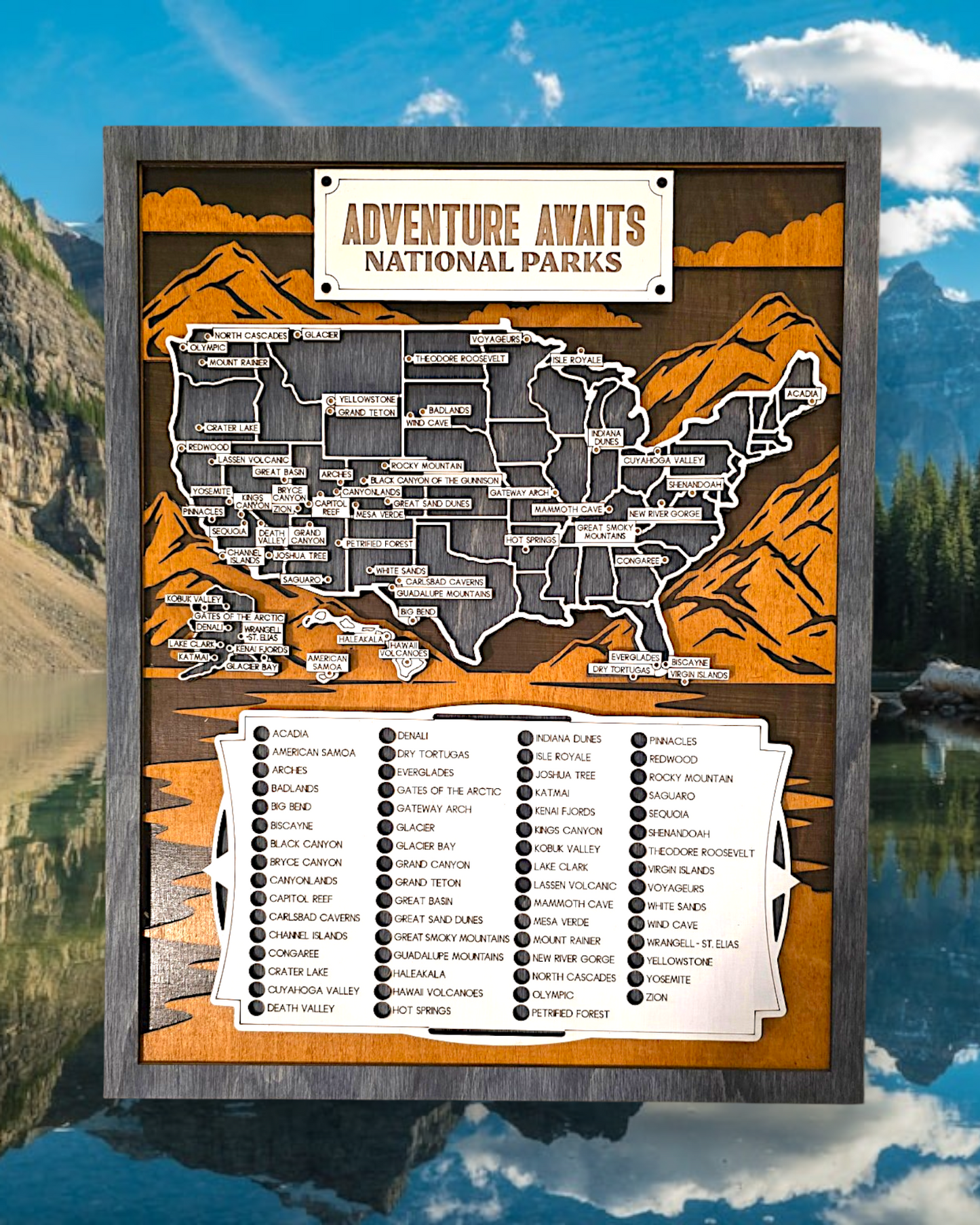 Lake and Mountains Theme National Park Explorer Map