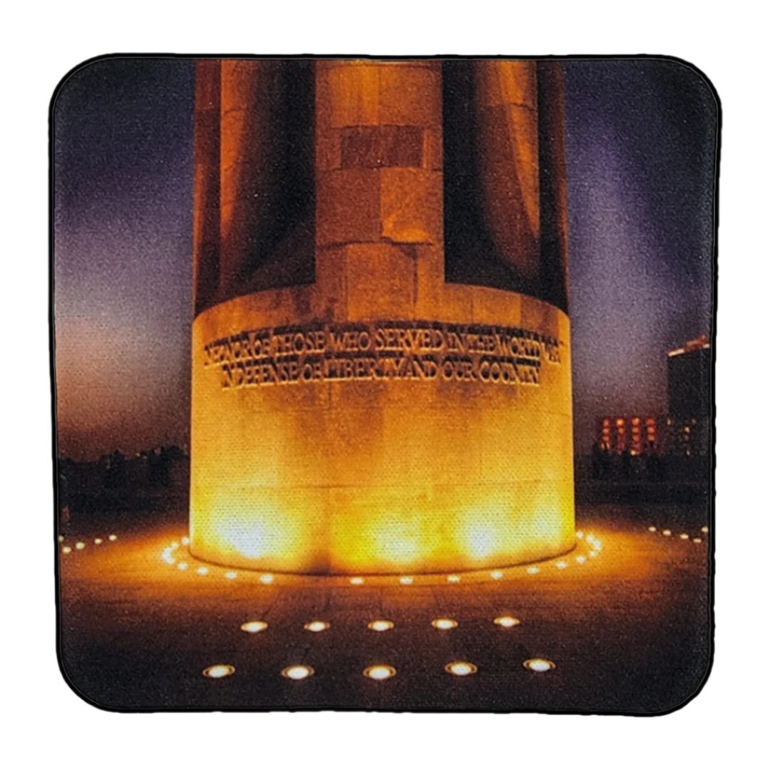 Kansas City Liberty Memorial at Night, Neoprene Square Cup Coaster