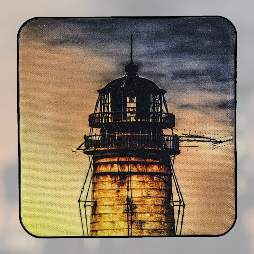 Lighthouse in Maine, Neoprene Square Cup Coaster