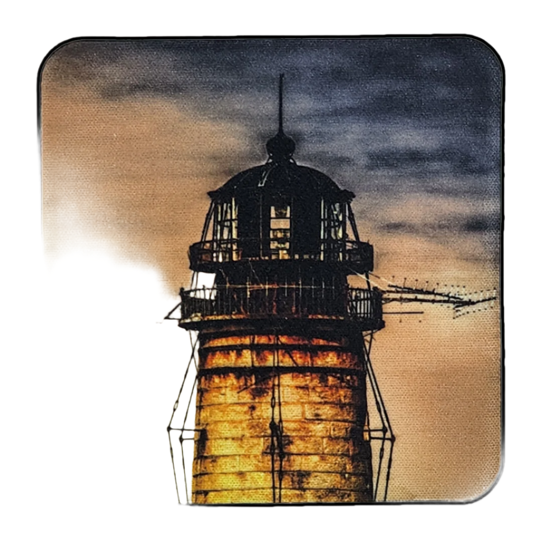 Lighthouse in Maine, Neoprene Square Cup Coaster