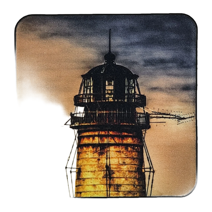 Lighthouse in Maine, Neoprene Square Cup Coaster