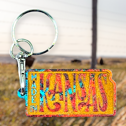 Made in Kansas Keychain - Raised