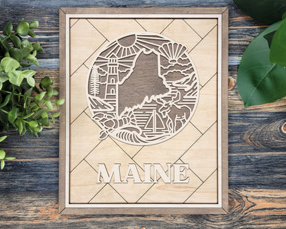 Maine State Heritage Frame Pop Sign