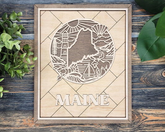 Maine State Heritage Frame Pop Sign