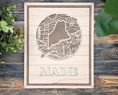 Maine State Heritage Frame Pop Sign