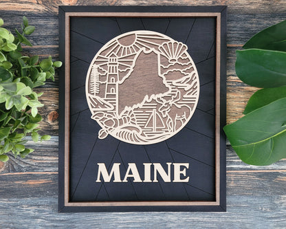 Maine State Heritage Frame Pop Sign