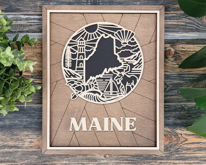 Maine State Heritage Frame Pop Sign