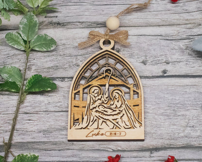 Manger Arched Christmas Story Ornament