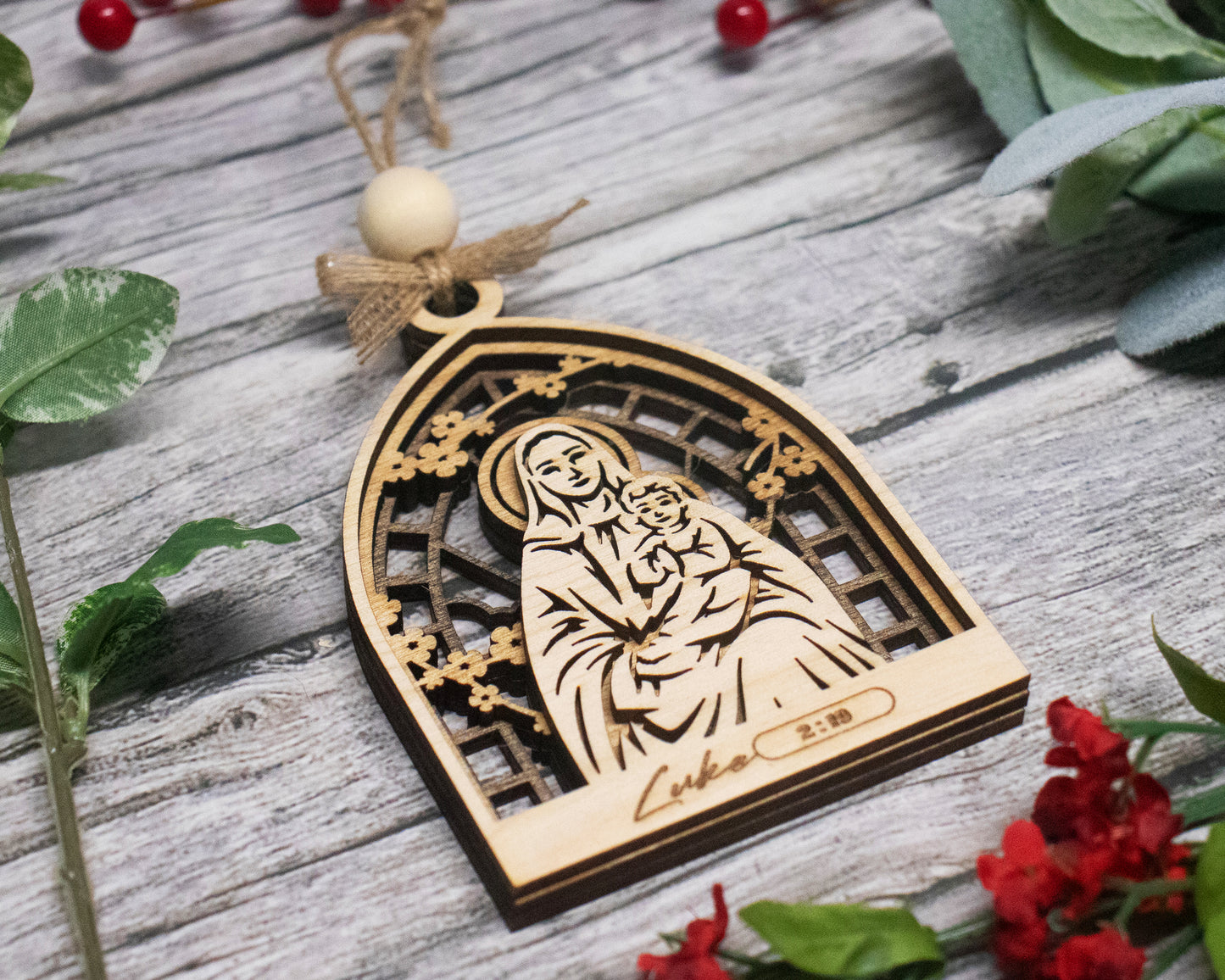 Mary and Jesus Arched Christmas Story Ornament