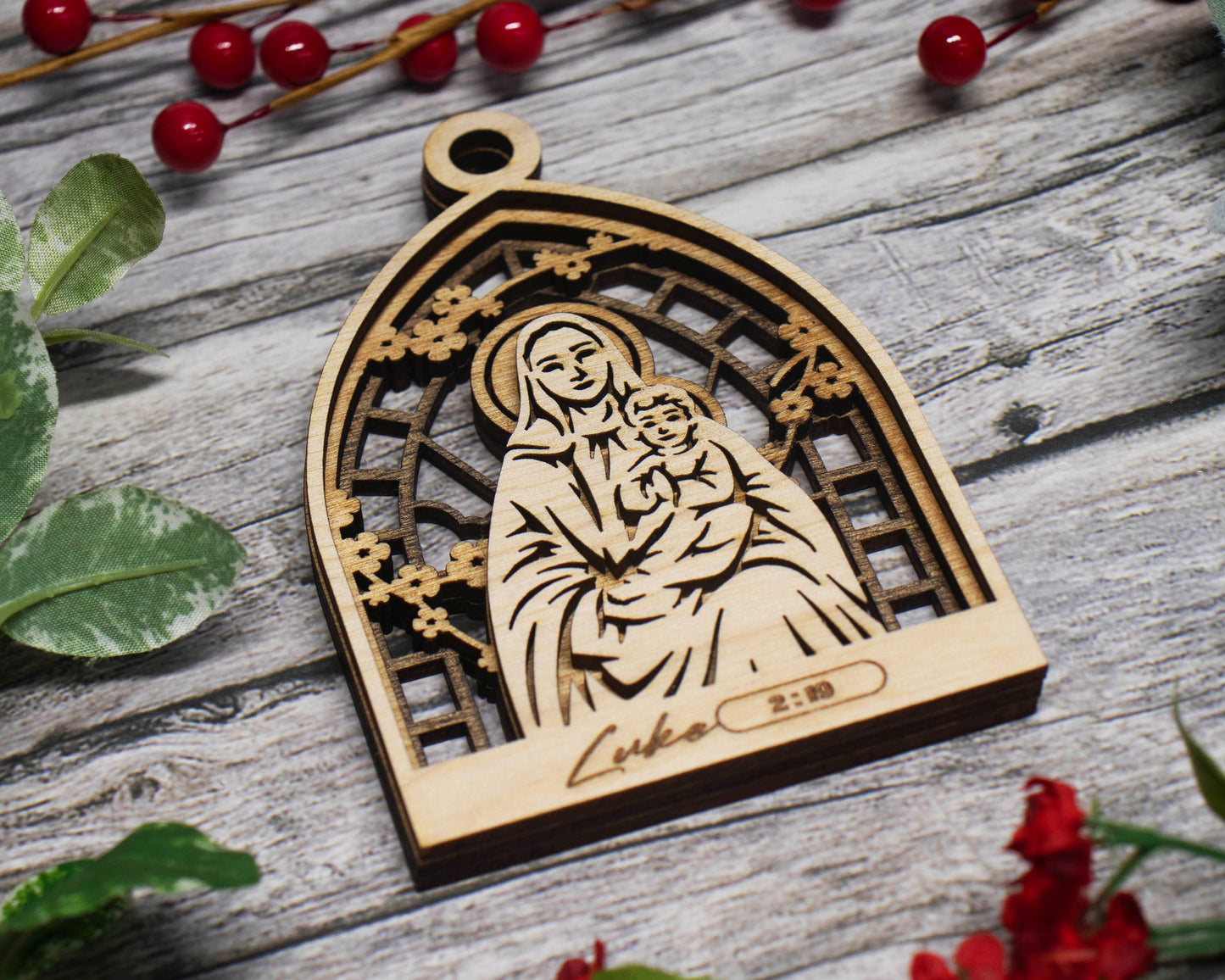 Mary and Jesus Arched Christmas Story Ornament