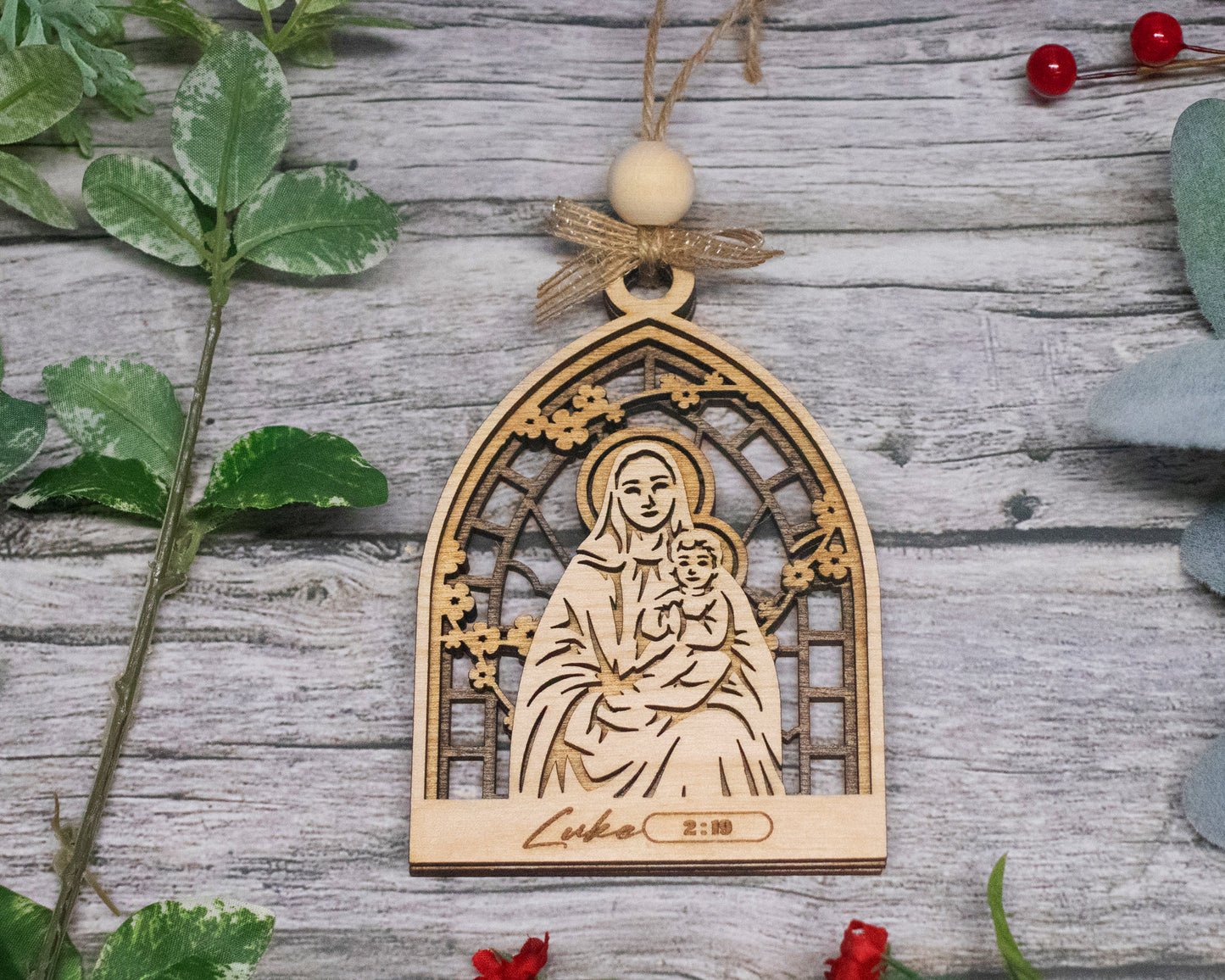 Mary and Jesus Arched Christmas Story Ornament