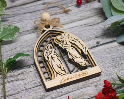 Mary and Angel Arched Christmas Story Ornament